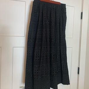 J. Crew Side-slit maxi skirt in eyelet - black